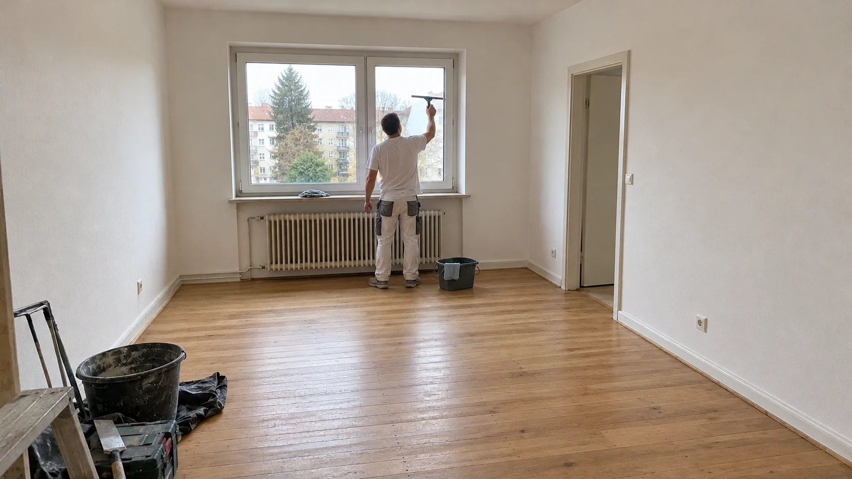 Fensterreinigung als Abschluss der Raumarbeiten